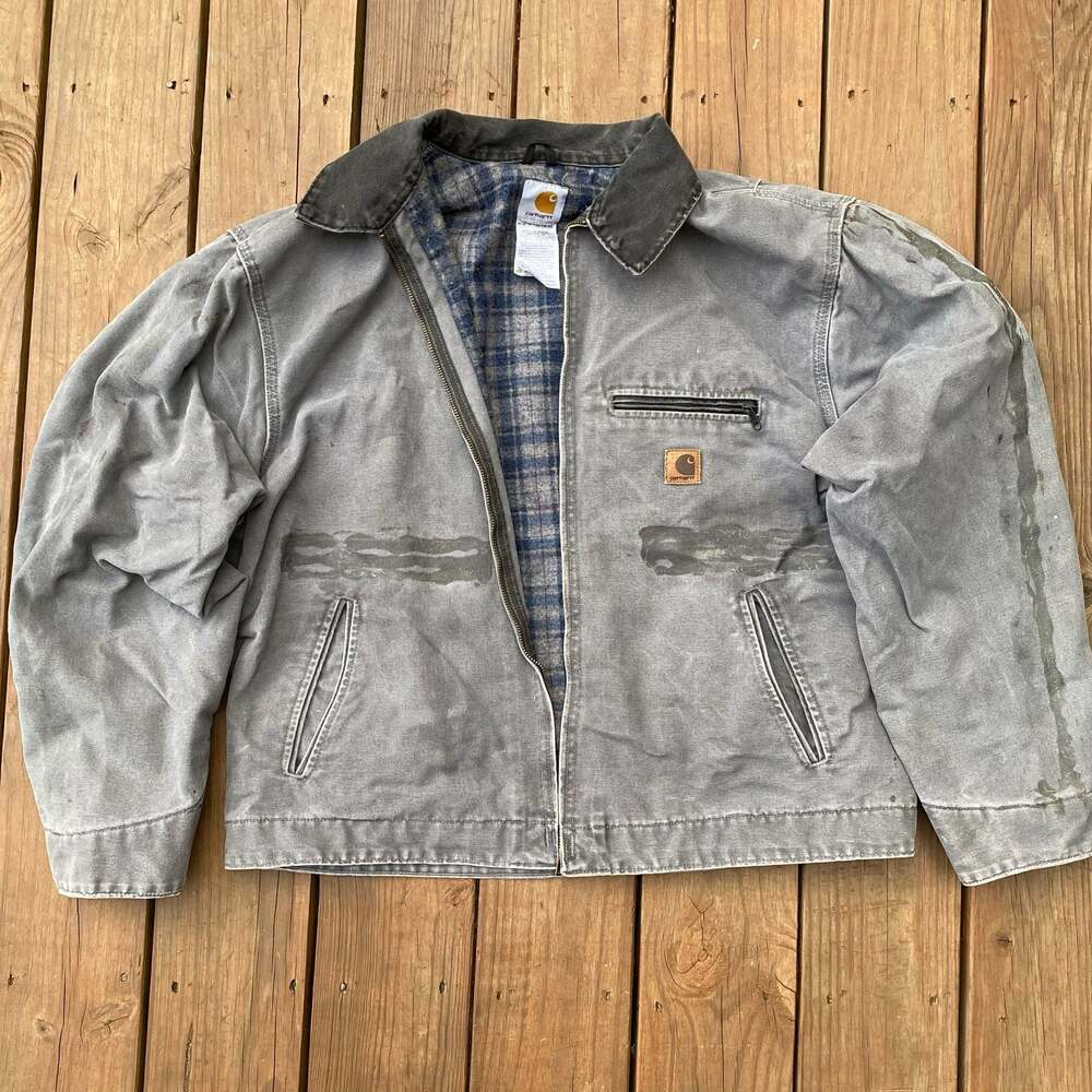Carhartt J97 MTL Metal Gray Blanket Lined Canvas Detroit Jacket
